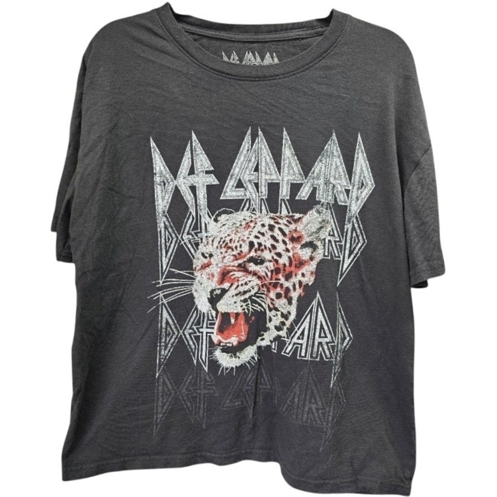 Def Leppard Graphic T-Shirt XXL Charcoal Grey Cotton Rock Band Tee 2023 Licensed